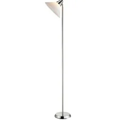 Silver-White Satin Steel Swivel Floor Lamp with Adjustable Acrylic Shade