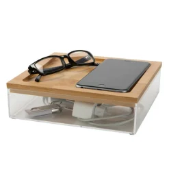 Simplify Bamboo Lid Square Clear Organizer
