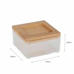 Simplify Bamboo Lid Square Clear Organizer