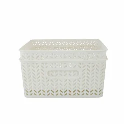 Simplify Medium Herringbone Storage Basket, 2ct.
