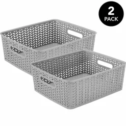 Simplify Medium Herringbone Storage Basket, 2ct.