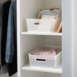 Simplify Medium Herringbone Storage Basket, 2ct.