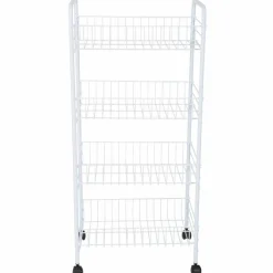Simplify 4-Tier White Rolling Storage Cart