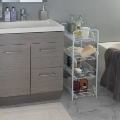Simplify 4-Tier White Rolling Storage Cart