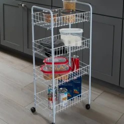 Simplify 4-Tier White Rolling Storage Cart