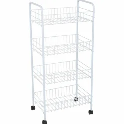 Simplify 4-Tier White Rolling Storage Cart