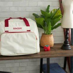 SINGER® Cream & Red Sewing Machine Carry Case