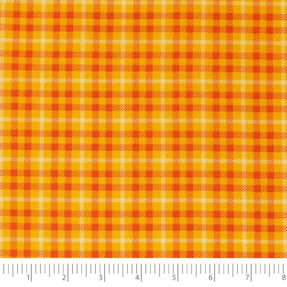 SINGER Orange Tonal Plaid Print Cotton Fabric
