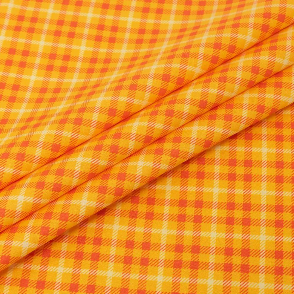 SINGER Orange Tonal Plaid Print Cotton Fabric