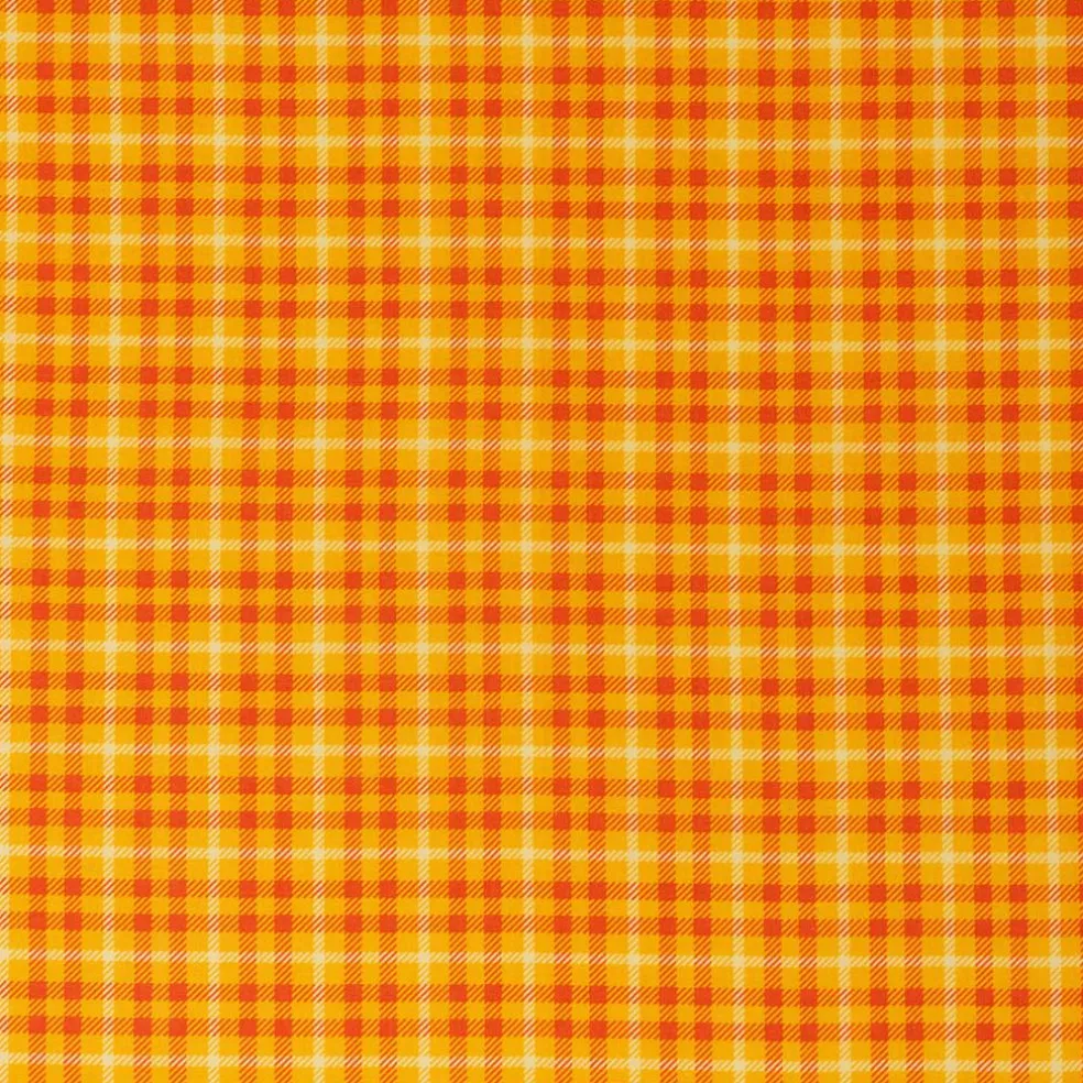 SINGER Orange Tonal Plaid Print Cotton Fabric
