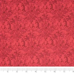 SINGER Red Damask Print Ringspun Cotton Fabric