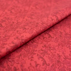 SINGER Red Damask Print Ringspun Cotton Fabric