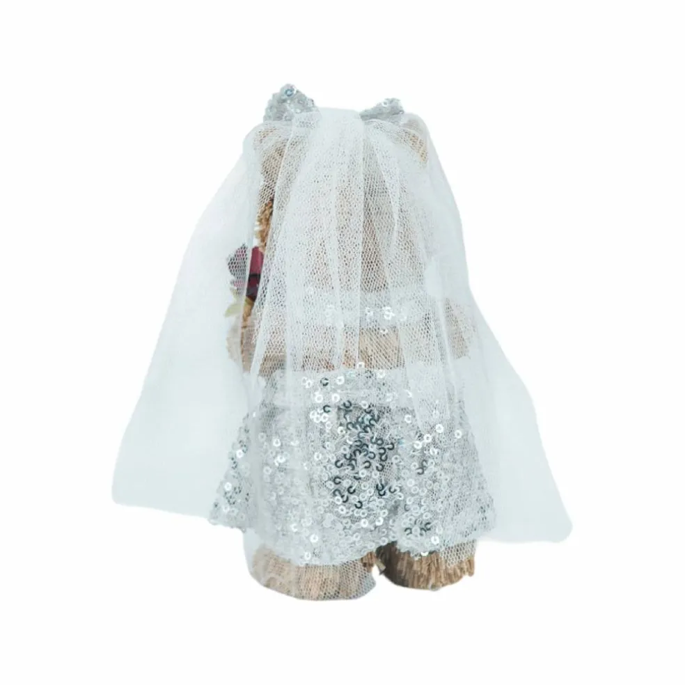 6.75" Sisal Fox Bride with Roses Natural Decorative Animal by Ashland®