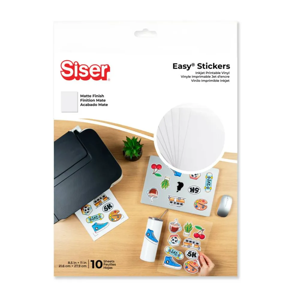 Siser® Easy® Stickers 8.5" x 11" Matte Inkjet Printable Vinyl Sheets, 10ct.