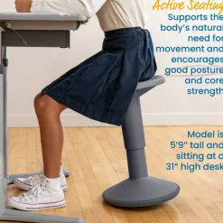 SitWell Adjustable Height Wobble Stool, Active Flexible Seating Chair