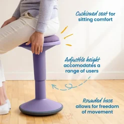 Sitwell Wobble Stool with Cushion, Adjustable Height, Active Seating