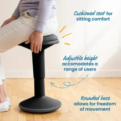 Sitwell Wobble Stool with Cushion, Adjustable Height, Active Seating