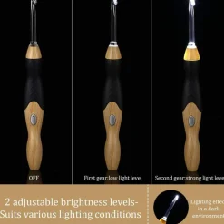 11 Sizes Lighted Crochet Hooks Set Rechargeable Crochet Hook Light Up Hooks with Case, Interchangeable Heads 2.5 mm to 8 mm for DIY Craft Supplies(Wood Color-Black)
