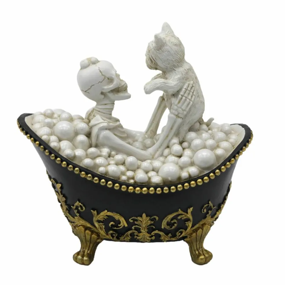 7.8" Skeleton in Bath with Dog Tabletop Décor by Ashland®
