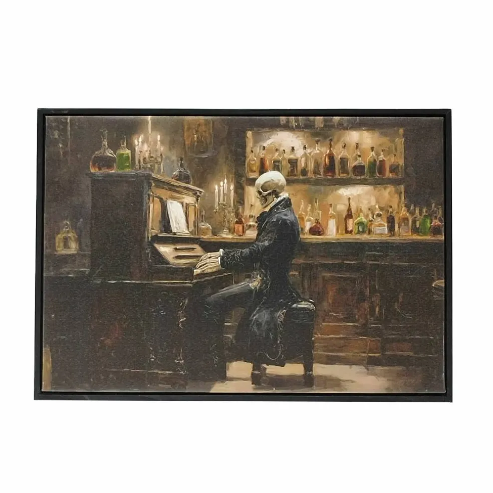 Skeleton with Piano Canvas Wall Décor by Ashland®