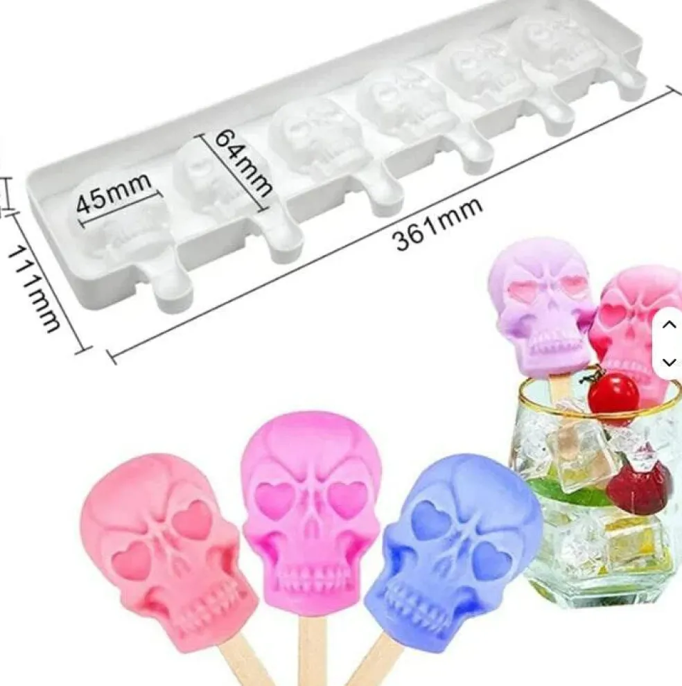 Skull Cakesicle Mold – Halloween Silicone Popsicle & Chocolate Mold