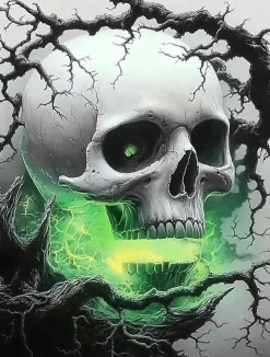 Skull Diamond Art Kits for Adults Halloween, 5D DIY Horror Diamond Painting Kit, Full Round Drill Skeleton Diamond Dots Gem Art Craft by Number, Spooky Wall Decor for Beginners 12x16 Inch