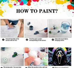 Skull Moon Star Paint by Numbers for Adults, 16x20 Inch Halloween Paint by Number Kit on Canvas, DIY Acrylic Painting Set with Brushes and Paints, Easy Beginner Art Craft Home Wall Decor Gift