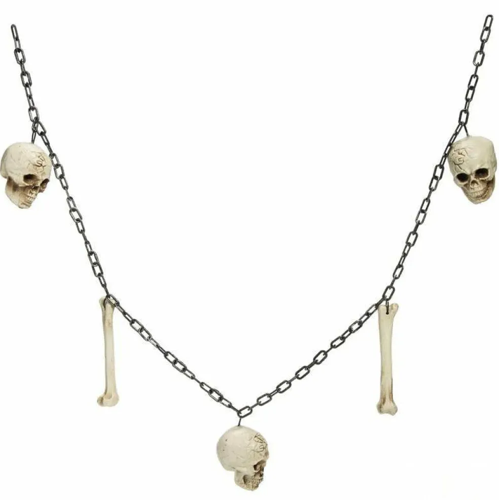 62.75" Skulls & Bones Halloween Garland – Hanging Chain Decoration