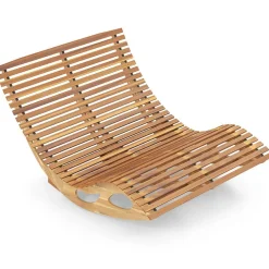 Slatted Acacia 2-Seat Patio Dual Rocker Sunbed Wood Lounger with Ergonomic Curved Seat - 63"L x 47"W x 26"H