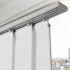 Sliding Panel Track Blinds for Patio Door and Large Windows, White Textured Polyester Room Divider Curtains with Adjustable Track System for Home and Office