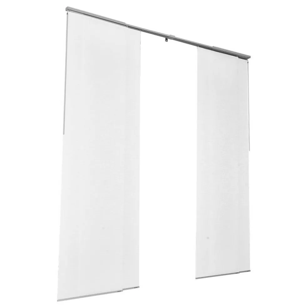 Sliding Panel Track Blinds for Patio Door and Large Windows, White Textured Polyester Room Divider Curtains with Adjustable Track System for Home and Office