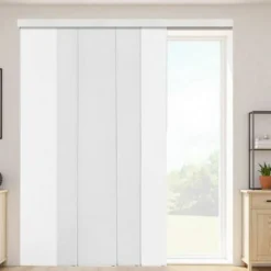 Sliding Panel Track Blinds for Patio Door and Large Windows, White Textured Polyester Room Divider Curtains with Adjustable Track System for Home and Office