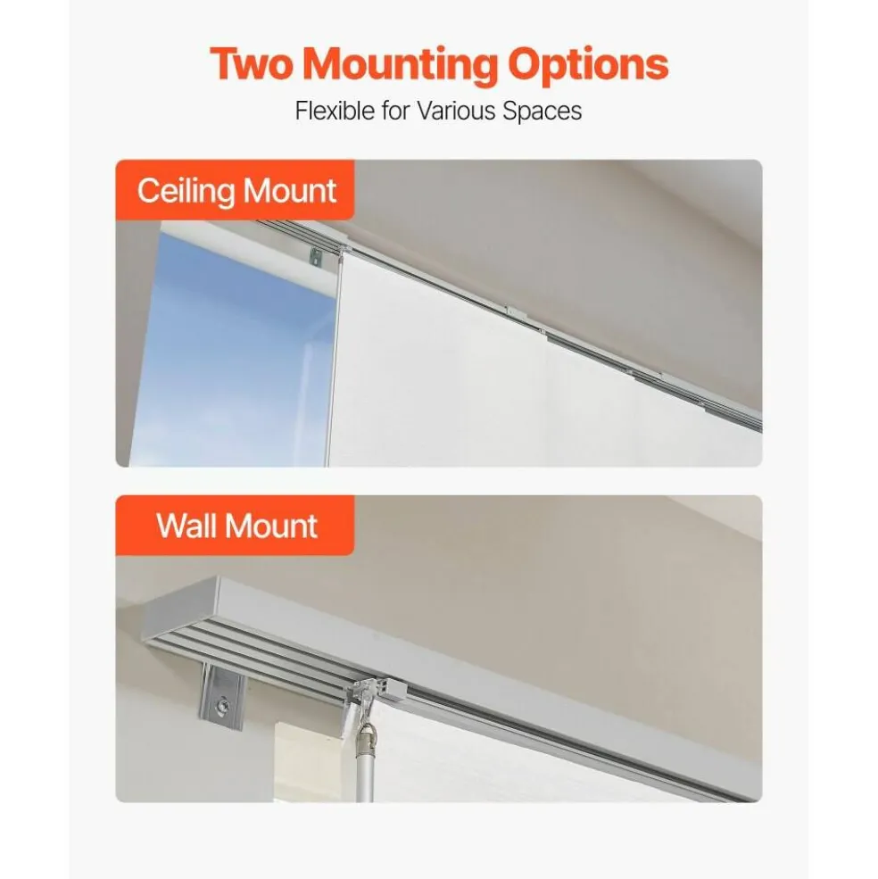 Sliding Panel Track Blinds for Patio Door and Large Windows, White Textured Polyester Room Divider Curtains with Adjustable Track System for Home and Office