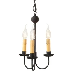 Small 3-Arm Primitive Chandelier in Textured Black