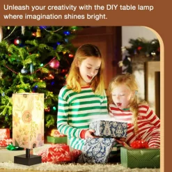 Small Bedside Table Lamp for Bedroom - Square Floral Fabric Shade