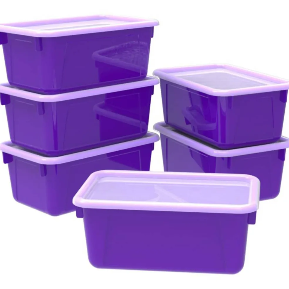 Small Cubby Bin, with Cover, Classroom Purple (Case of 5)