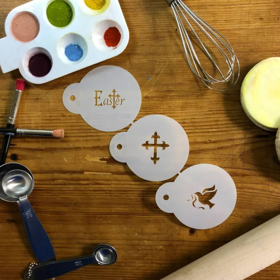 Small Easter Candy Stencils: Dove, Cross, Easter | C305 by Designer Stencils | Cookie Decorating Tools |