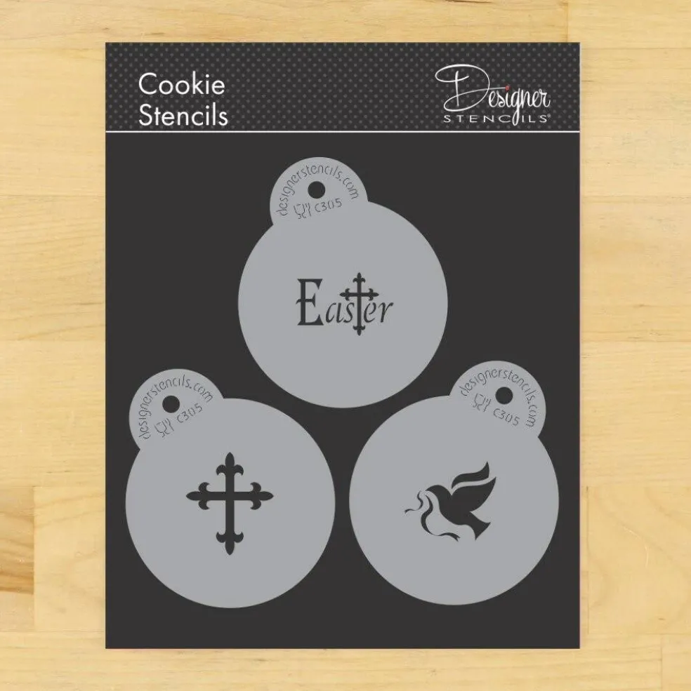 Small Easter Candy Stencils: Dove, Cross, Easter | C305 by Designer Stencils | Cookie Decorating Tools |