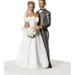 Small Elegant African American Wedding Cake Topper