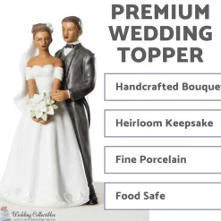 Small Elegant African American Wedding Cake Topper