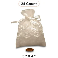 Small Embroidered Skirt Organza Bag 3'' x 4'' for Gifts
