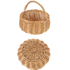 Small Gift Wicker Picnic Basket with Handle,Willow Flower Girl Basket for Weddings，Garden and Home Decor -Wicker Storage Basket-Natural
