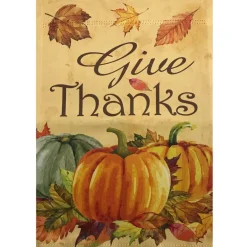 Small Orange Pumpkins Give Thanks Autumn Harvest Garden Flag