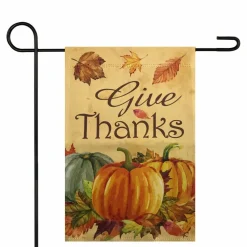 Small Orange Pumpkins Give Thanks Autumn Harvest Garden Flag