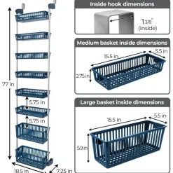 Smart Design 8-Tier Over-The-Door Hanging Pantry Organizer - Navy