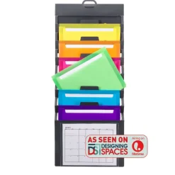 Smead® Cascading Wall Organizer, Gray with 6 Bright Pockets