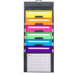 Smead® Cascading Wall Organizer, Gray with 6 Bright Pockets