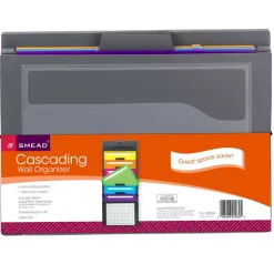 Smead® Cascading Wall Organizer, Gray with 6 Bright Pockets