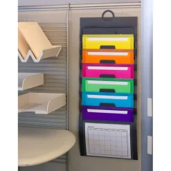 Smead® Cascading Wall Organizer, Gray with 6 Bright Pockets
