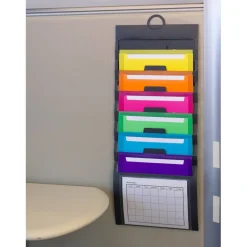 Smead® Cascading Wall Organizer, Gray with 6 Bright Pockets